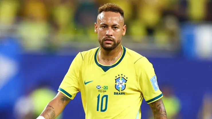 Neymar Jr #10 of Brazil looks on.
