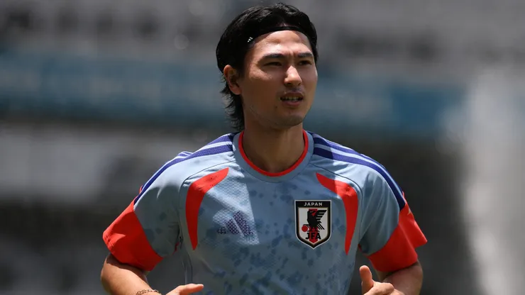 Takumi Minamino of Japan during the training and press conference of Group F Runner-Up
