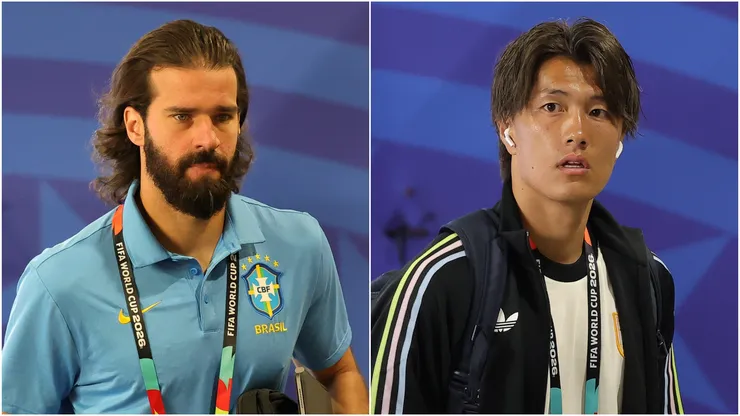 Alisson Becker (L) Koki Ogawa (R).