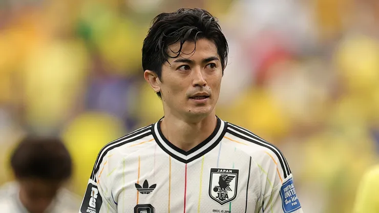 Shogo Taniguchi #3 of Japan looks on.