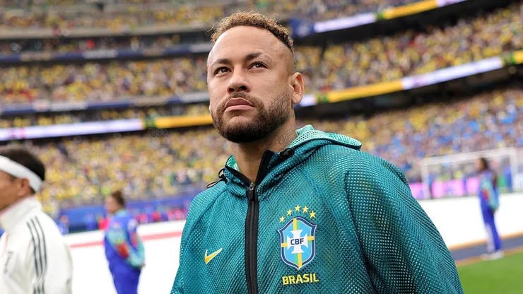 Neymar Jr #10 of Brazil looks on before the FIFA World Cup 2026 Round Of 32 match.