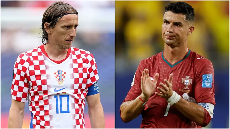 Luka Modric of Croatia (L) and Cristiano Ronaldo of Portugal (R)