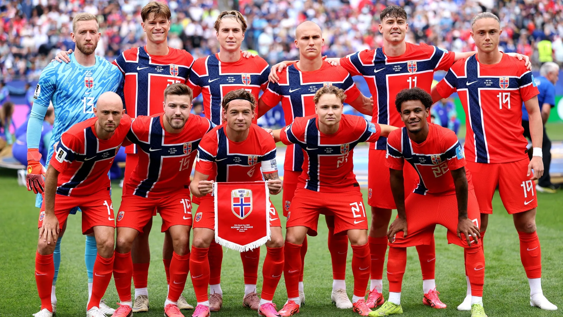 Norway players pose for a team photograph. Justin Setterfield/Getty Images