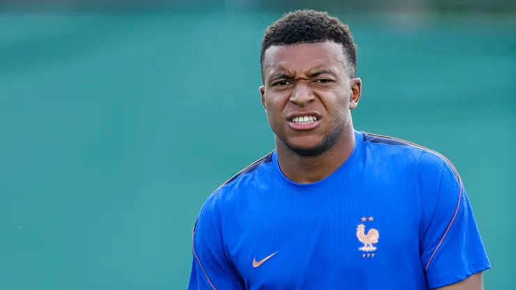 Kylian Mbappe #10 of France participates in the training.