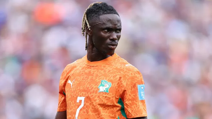 Odilon Kossounou #7 of Ivory Coast during the FIFA World Cup 2026 Group E match