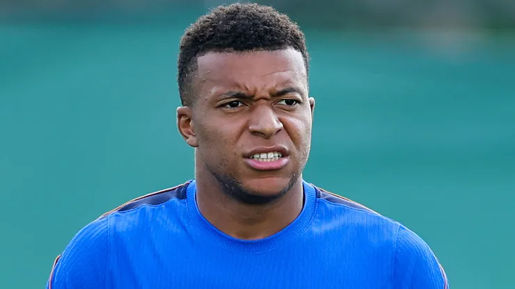 Kylian Mbappe #10 of France participates in the training.
