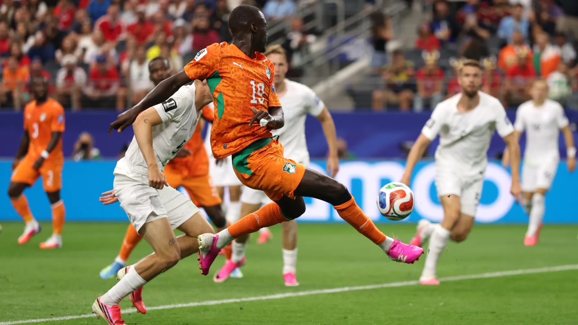 Nicolas Pepe #19 of Cote d’Ivoire shoots. Lars Baron/Getty Images