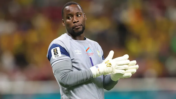 Lionel Mpasi #1 of Congo DR during the FIFA World Cup 2026 Group K match