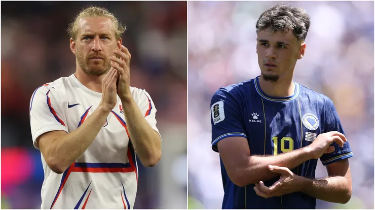 Tim Ream of United States and Kerim Alajbegovic of Bosnia and Herzegovina
