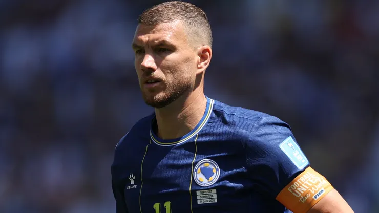 Bosnia and Herzegovina player Edin Dzeko in action.