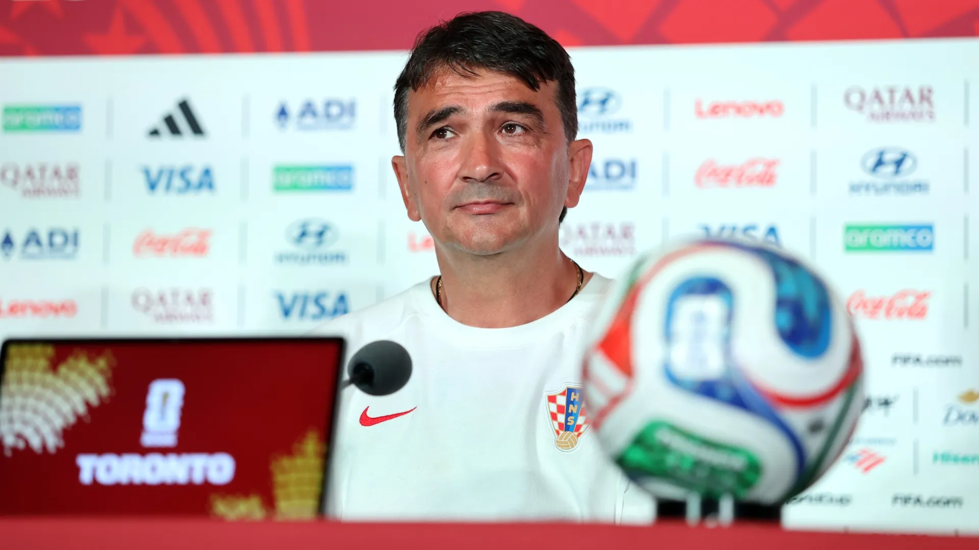 Zlatko Dalic speaks to the media during a press conference (Source: Mark Blinch/Getty Images)