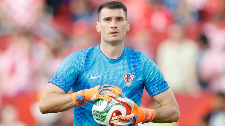 Dominik Livakovic #1 of Croatia warms up before the FIFA World Cup 2026 Group L match