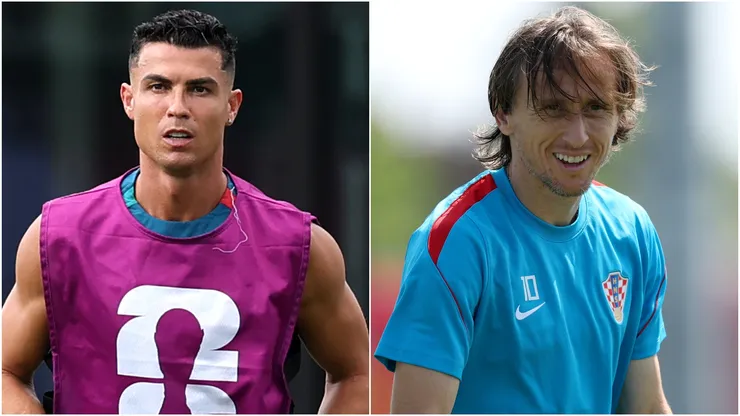 Cristiano Ronaldo of Portugal and Luka Modric of Croatia.