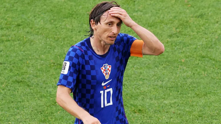 Luka Modric #10 of Croatia reacts.