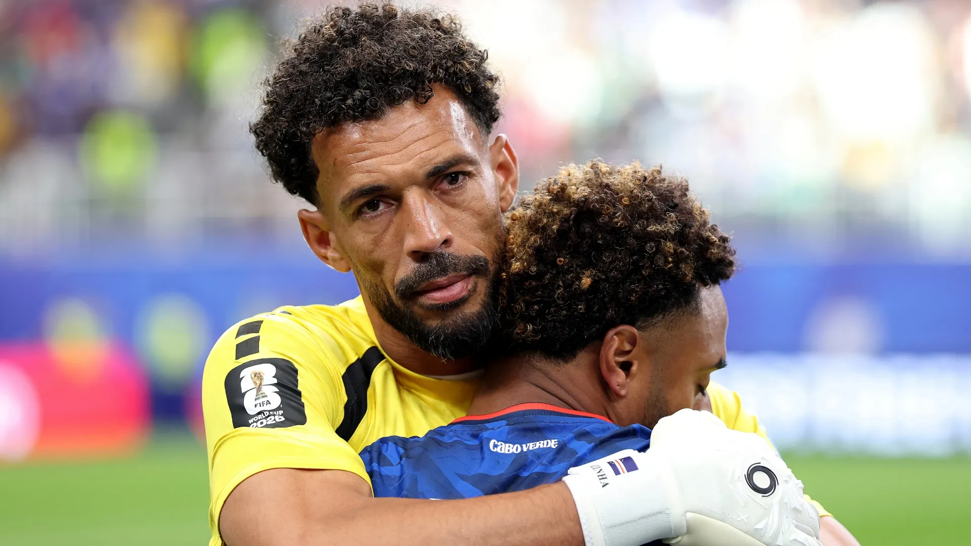 Vozinha hugs Ryan Mendes during the FIFA World Cup 2026 Group H match (Source: Francois Nel/Getty Images)