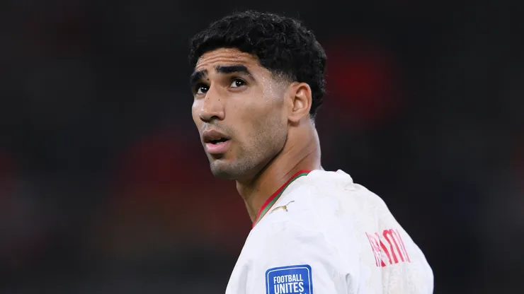 Achraf Hakimi #2 of Morocco looks on during the FIFA World Cup 2026 Round Of 32 match.