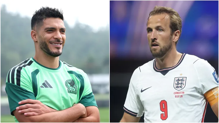 Raul Jimenez (L) Harry Kane (R).
