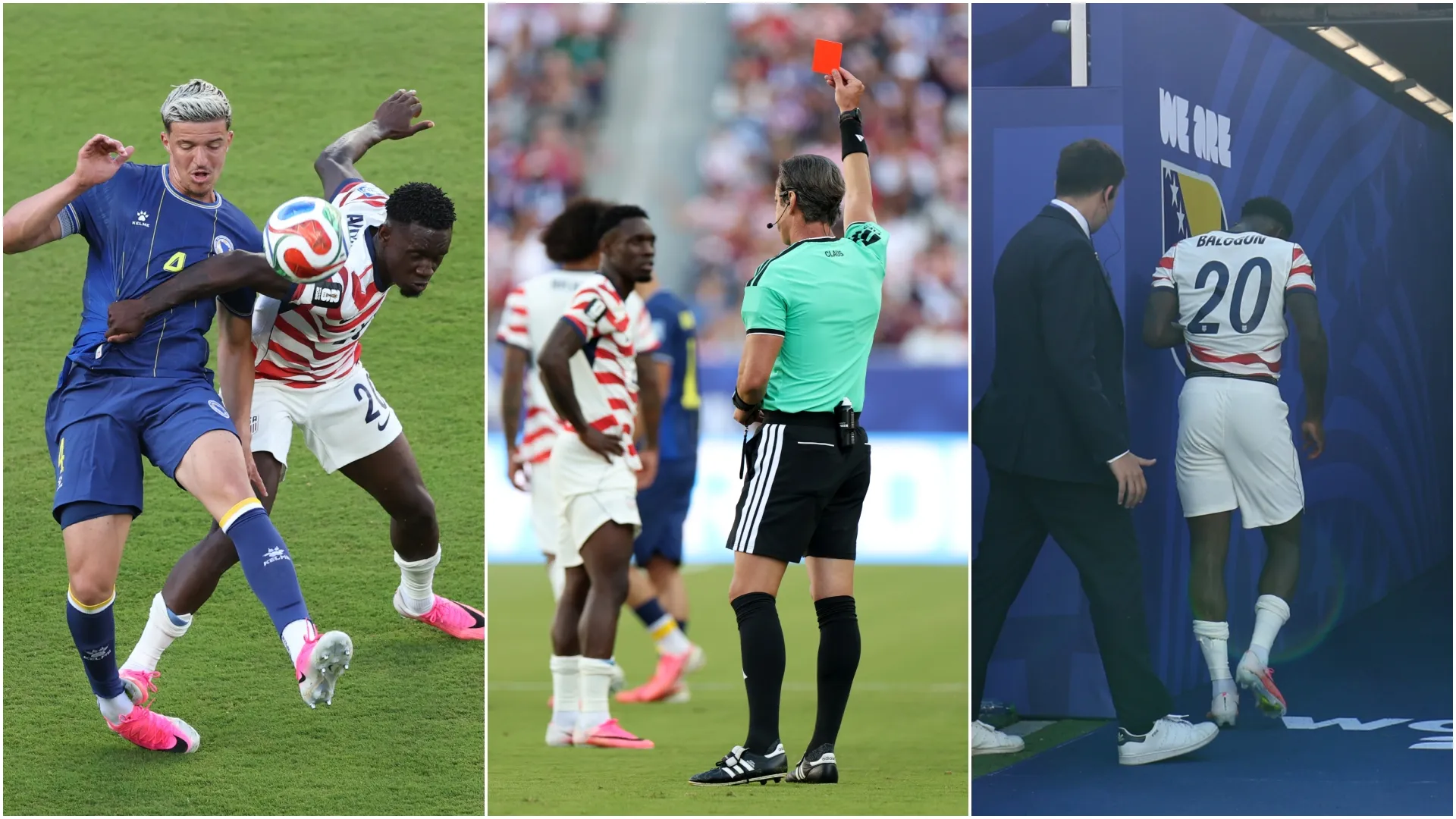 Full sequence of Balogun’s red card vs Bosnia and Herzegovina.