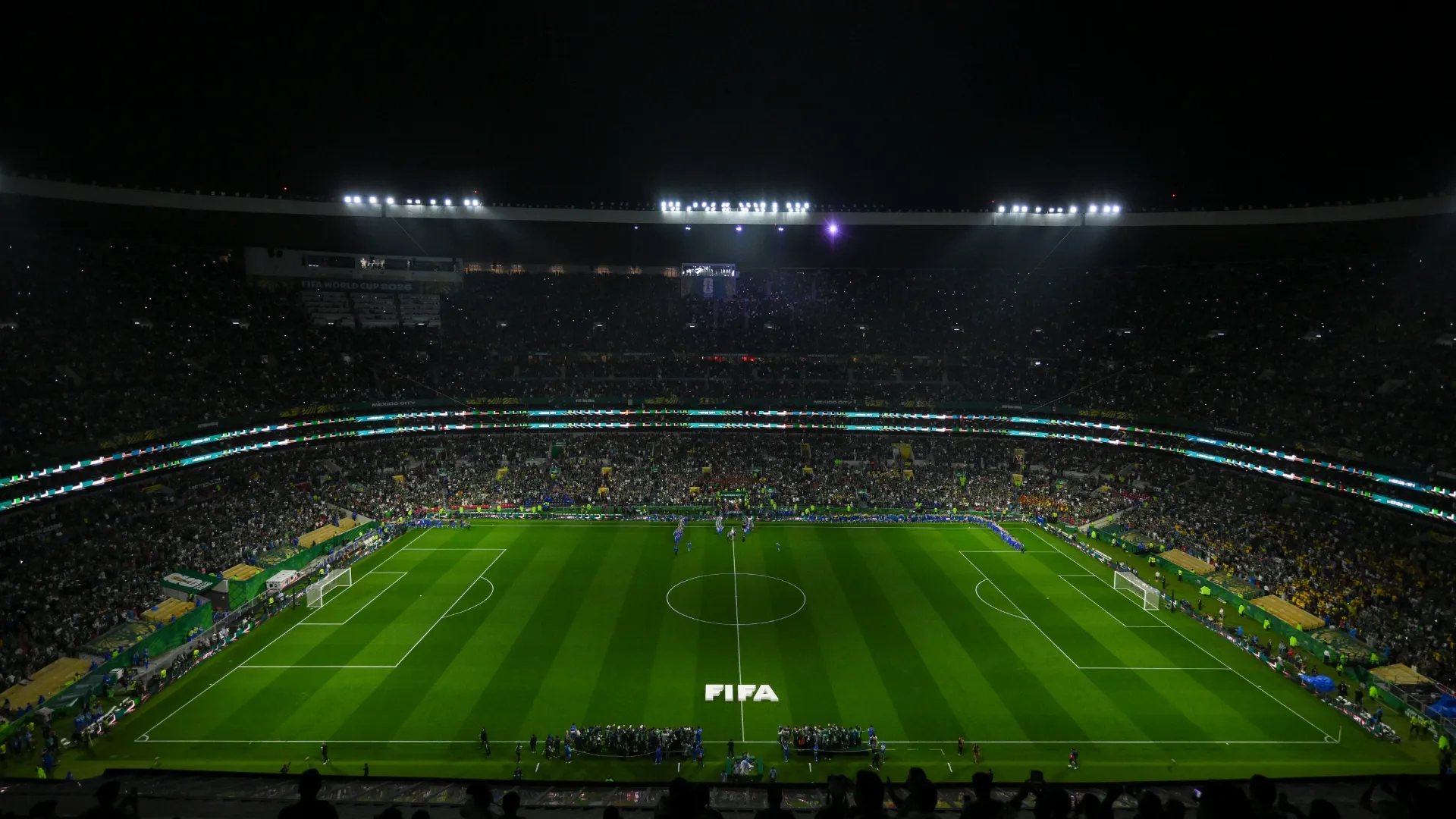 View inside Mexico City Stadium during 2026 World Cup.