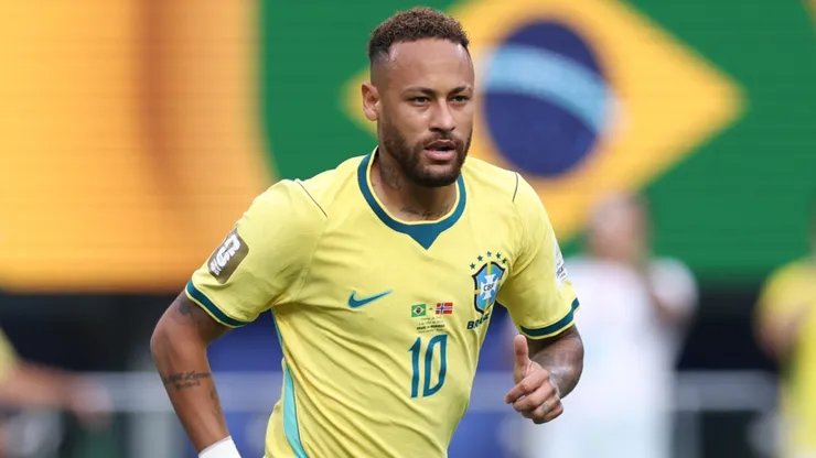 Neymar Jr #10 of Brazil looks on.