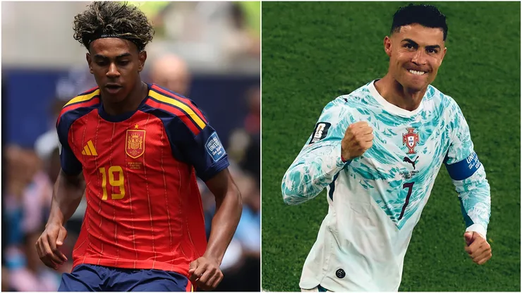Lamine Yamal of Spain (L) and Cristiano Ronaldo of Portugal (R)