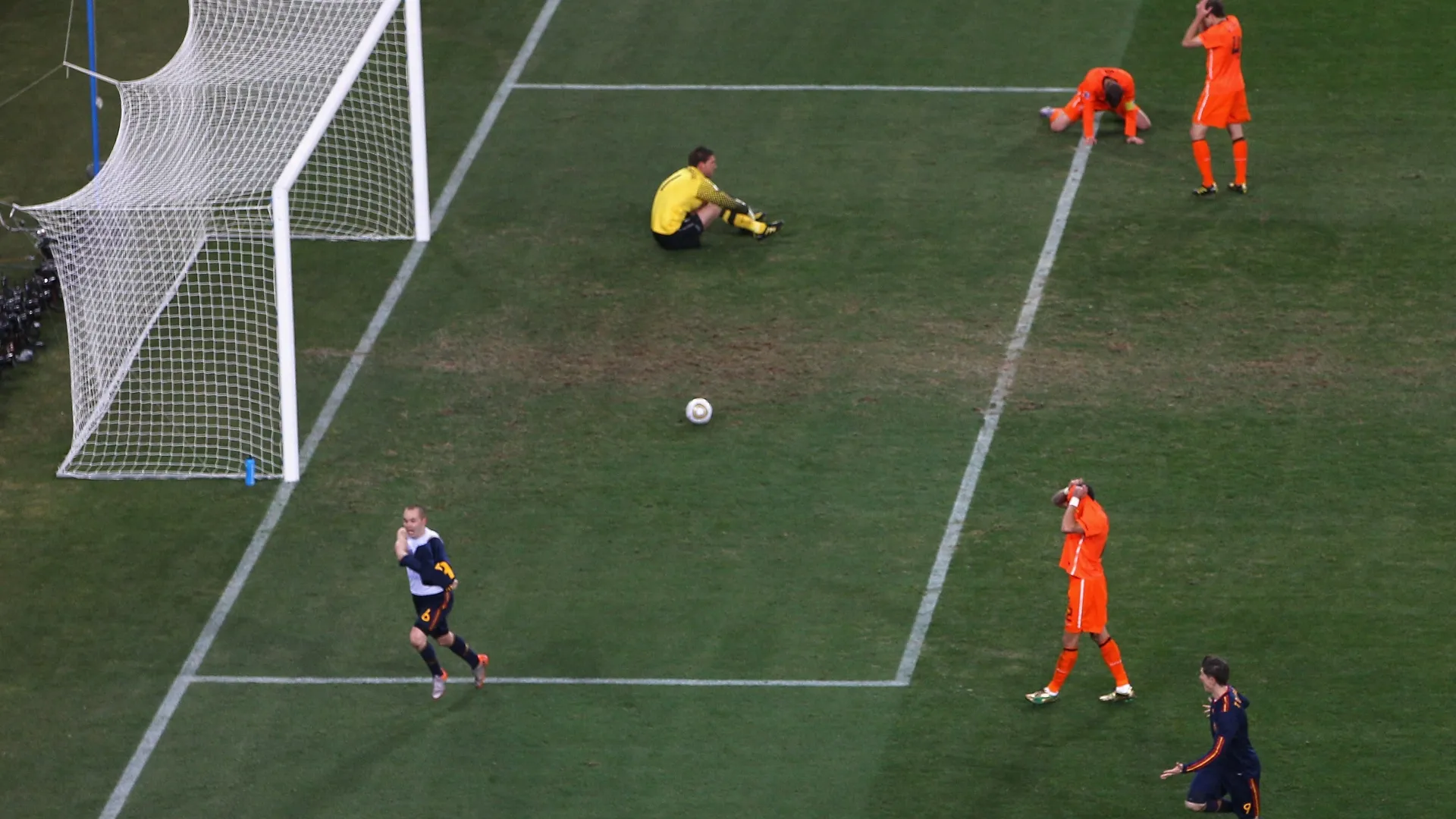 Iniesta scoring the winner goal in 2010