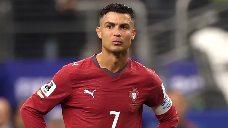 Cristiano Ronaldo #7 of Portugal shows dejection.