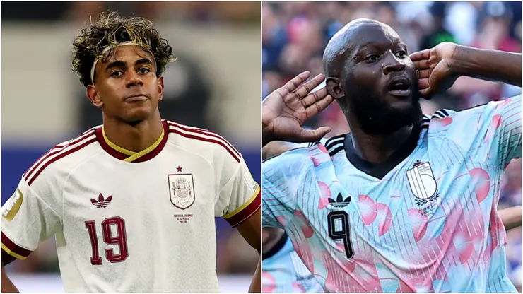 Lamine Yamal of Spain and Romelo Lukako of Belgium.