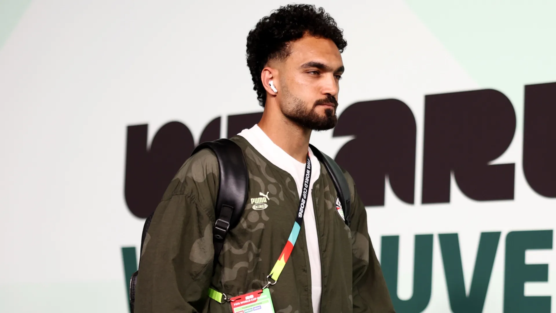 Mostafa Ziko arrives before the FIFA World Cup 2026 Group G match (Source: Fran Santiago/Getty Images)