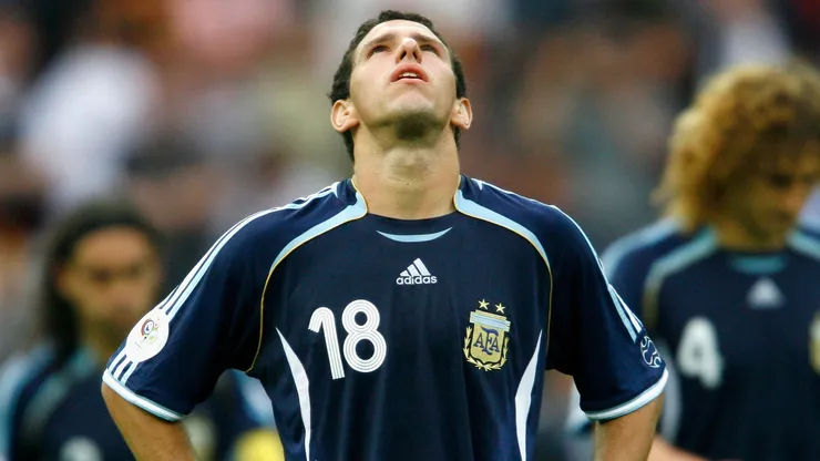 Maxi Rodriguez of Argentina shows his dejection following his team's defeat.