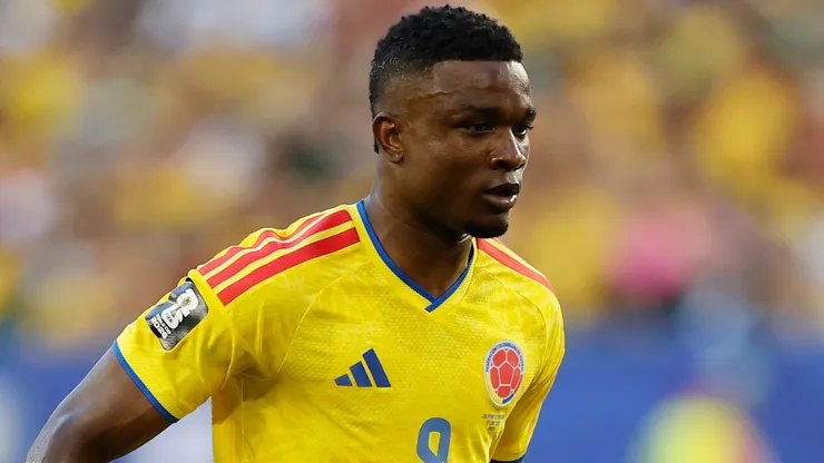 Jhon Cordoba #9 of Colombia in action.