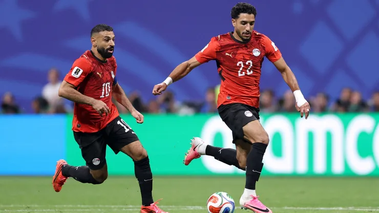 Mohamed Salah #10 and Omar Marmoush #22 of Egypt.