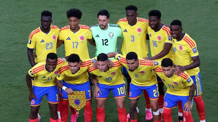 Colombia players pose for a team photograph.