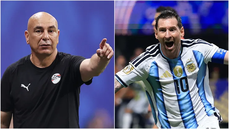 Hossam Hassan of Egypt and Lionel Messi of Argentina.