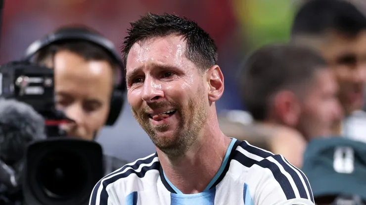 Lionel Messi of Argentina crying after win vs Egypt