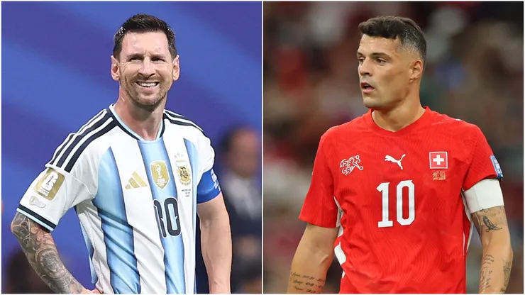 Lionel Messi (L) Granit Xhaka (R).