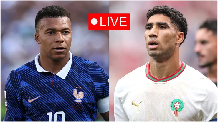 Kylian Mbappe of France and Achraf Hakimi of Morocco.