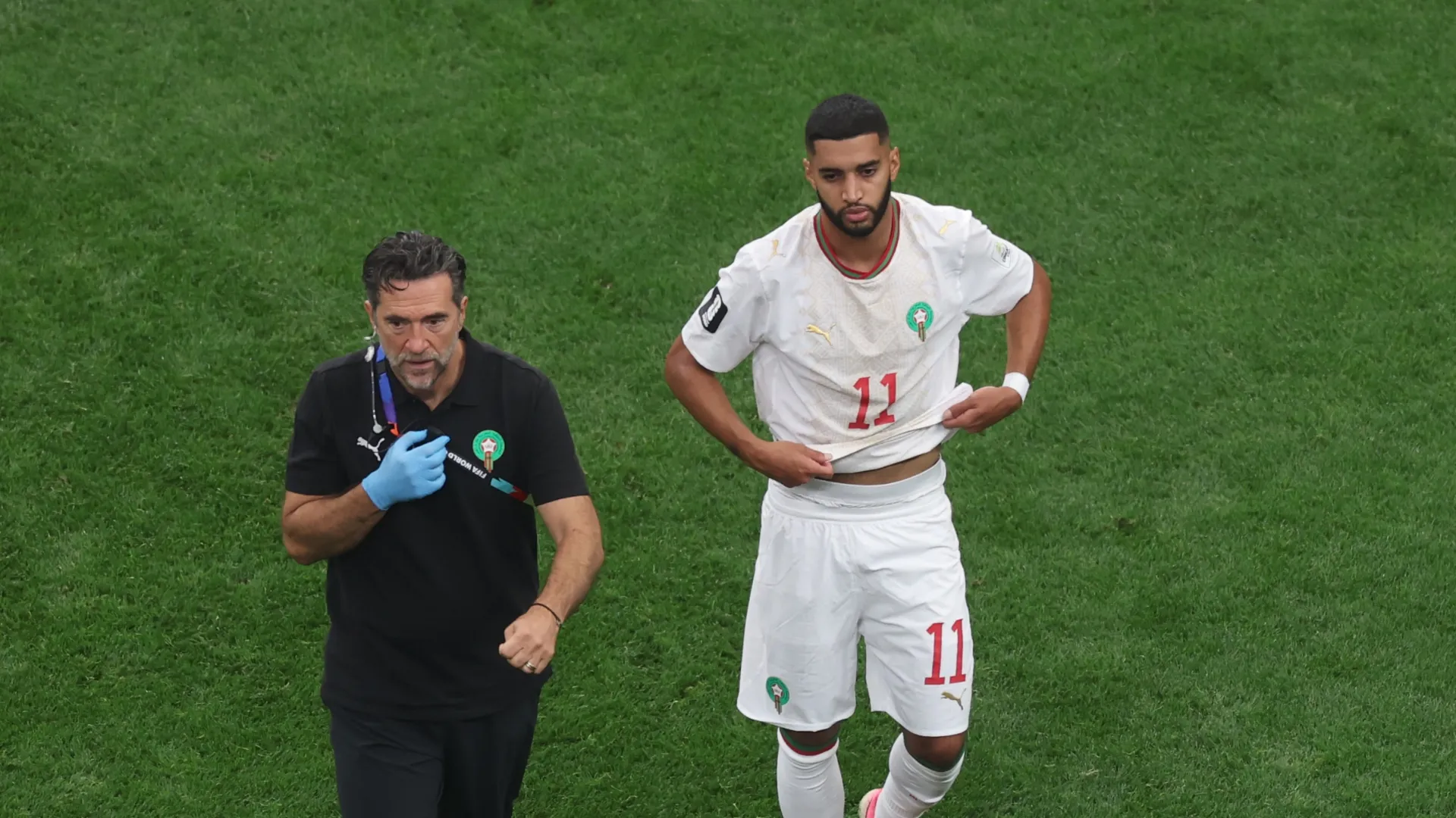 Ismael Saibari with Morocco’s team doctor.