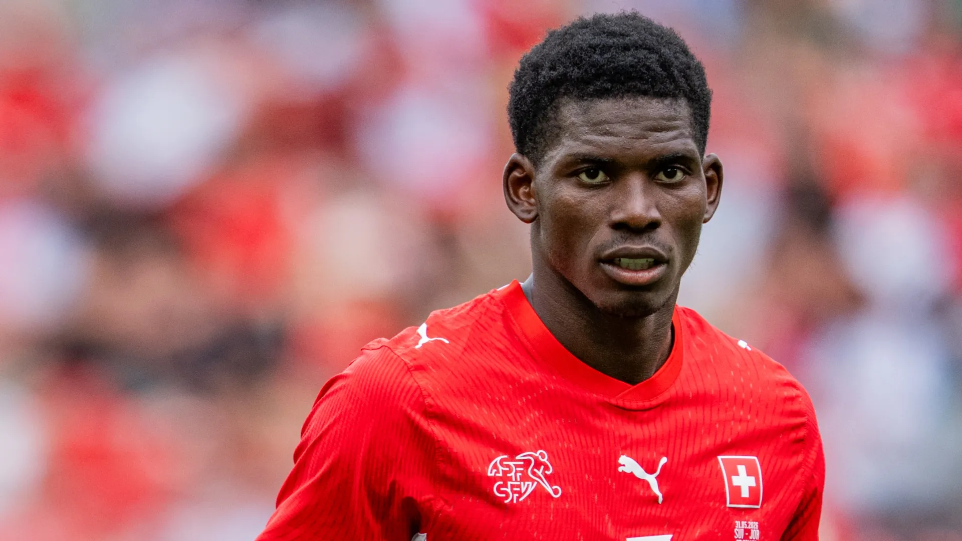 Breel Embolo during a international friendly match (Source: Sona Maleterova/Getty Images)