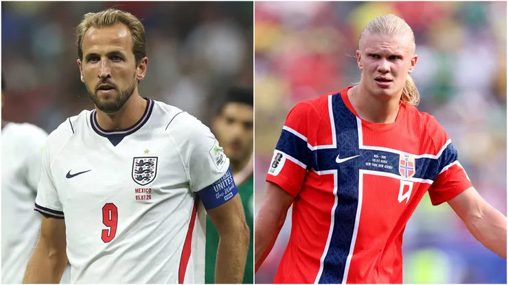 Harry Kane of England and Earling Haaland of Norway