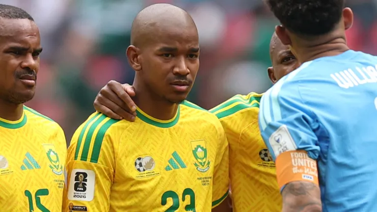 South Africa players huddle during the FIFA World Cup 2026 Group A match between Mexico and South Africa.