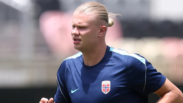 Erling Haaland #9 of Norway attends a training session.