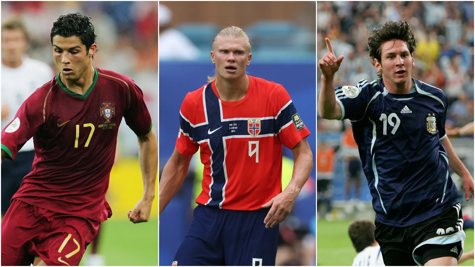 Cristiano Ronaldo, Erling Haaland, and Lionel Messi in first World Cup.