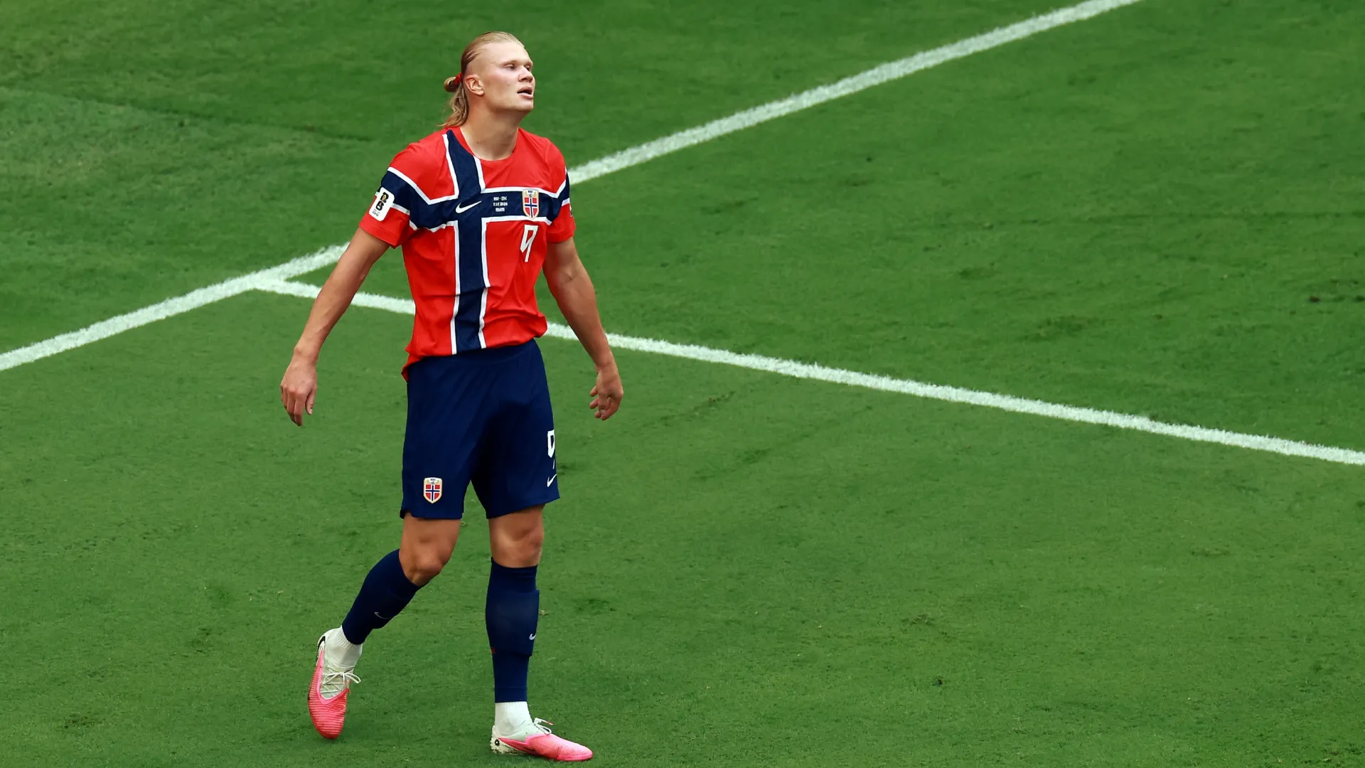 Erling Haaland #9 of Norway reacts during the FIFA World Cup 2026 Quarter Final match. Elsa/Getty Images