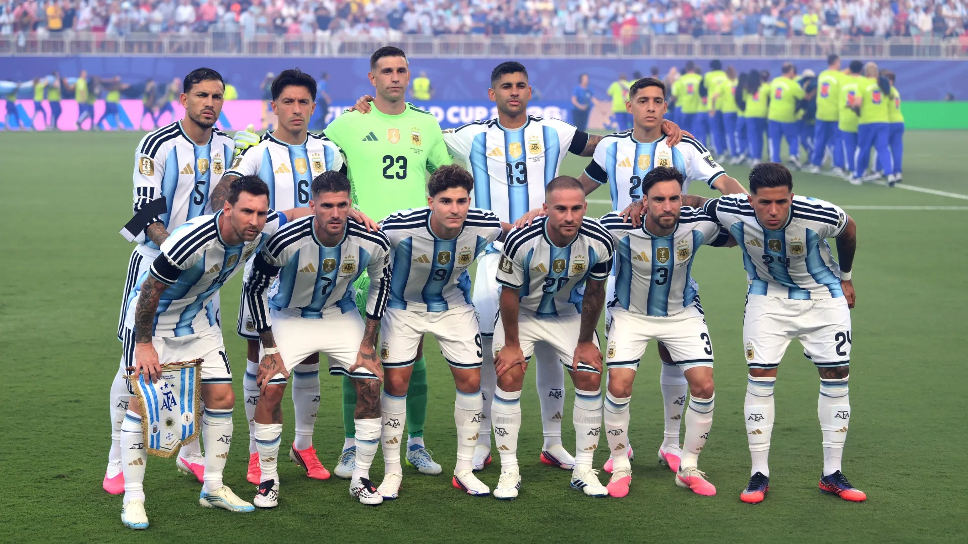 Argentina players pose for a team photograph. David Ramos/Getty Images