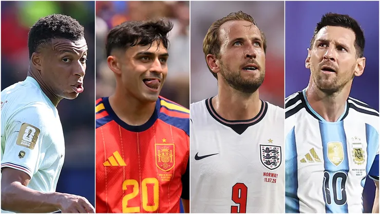 Kylian Mbappe of France, Pedri of Spain, Harry Kane of England and Lionel Messi of Argentina.