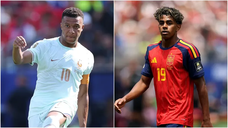 Kylian Mbappé of France (L) and Lamine Yamal of Spain (R)