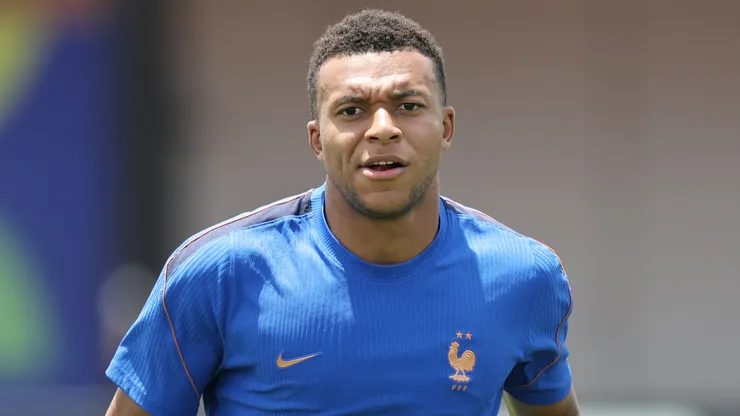 Kylian Mbappe #10 of France looks on during a France Training Session.