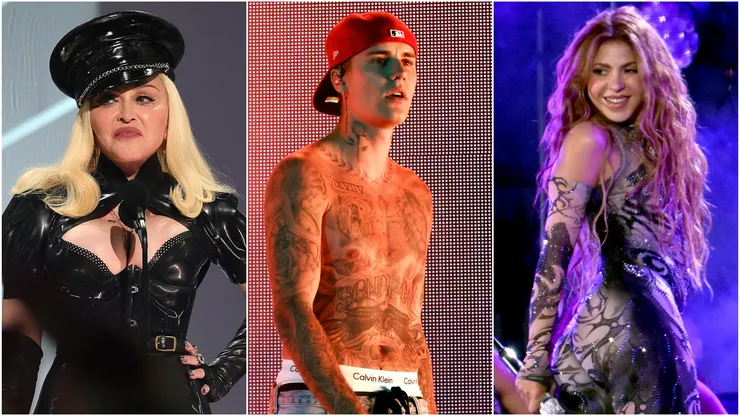 Madonna, Justin Bieber and Shakira