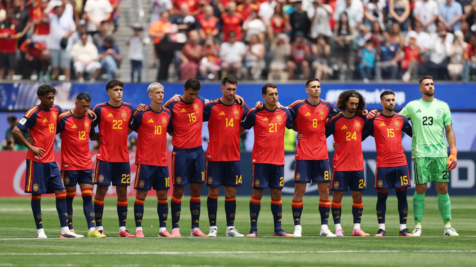 Spain during minute of silence in quarterfinals.